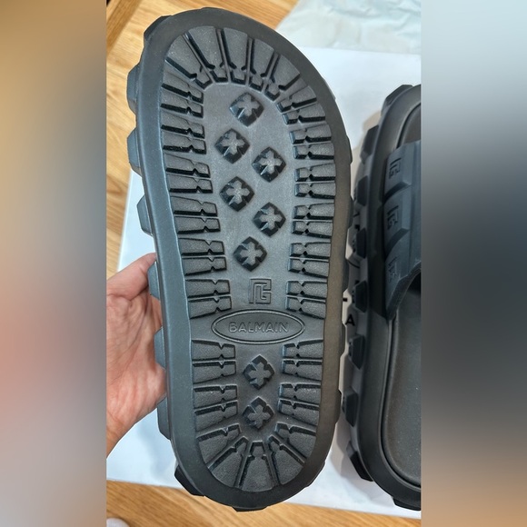 Brand New BALMAIN Ari Black Logo Rubber Slides 38-39 - Picture 8 of 12